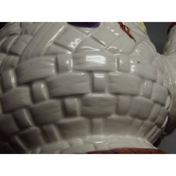 Teapot floral bow porcelain ceramic basketweave fruit with lid multicolor - Picture 9 of 16